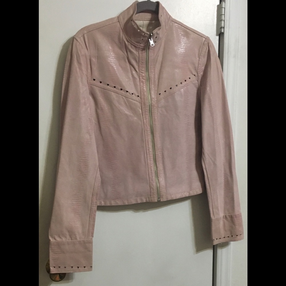 Light Pink Suede Snakeskin Embossed Jacket